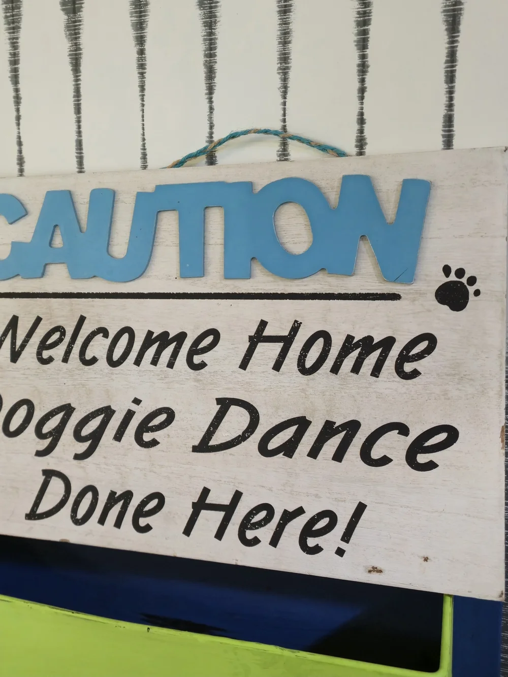 Doggie Dance Welcome Home Wooden Dog Sign – “Caution” Pet Wall Decor